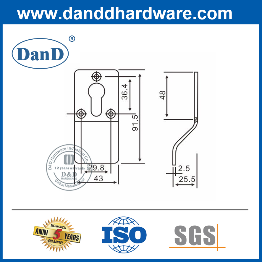 Edelstahlzylinderzug für Türen-DDFH012