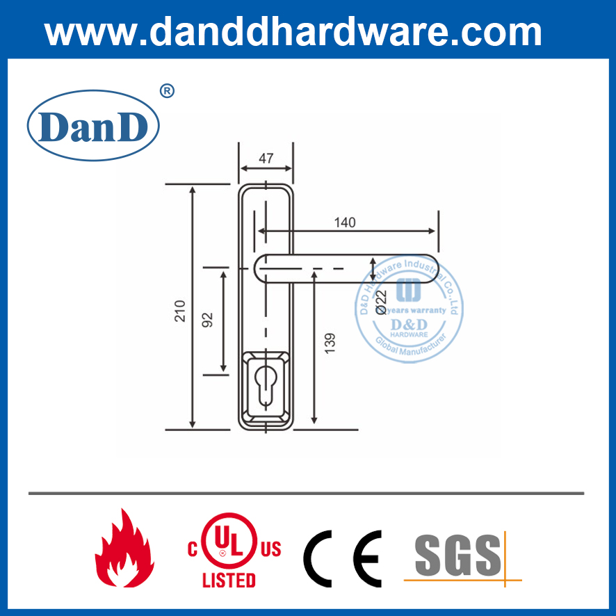 Edelstahl 304 Feuer-Not-Tür-REPTCHEON-Hebel Trim-DDPD015