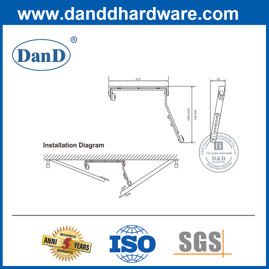 Nichthändiger Stahl-Universaldür-Koordinator für doppelte Tür-DDDR004