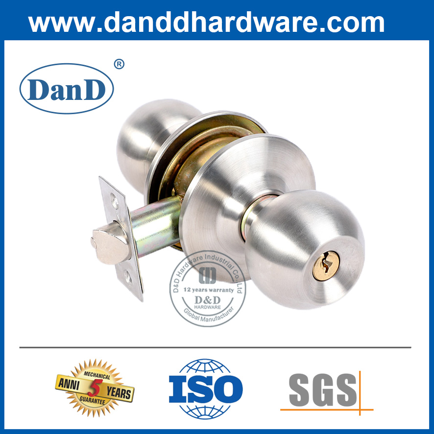 Silberes Zinklegierung Runder Türgriffknopf mit Lock-DDLK041