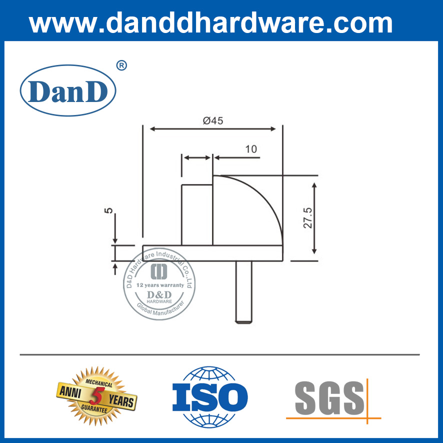 Messingboden montierte Türstopper für Metalltür-DDDS005