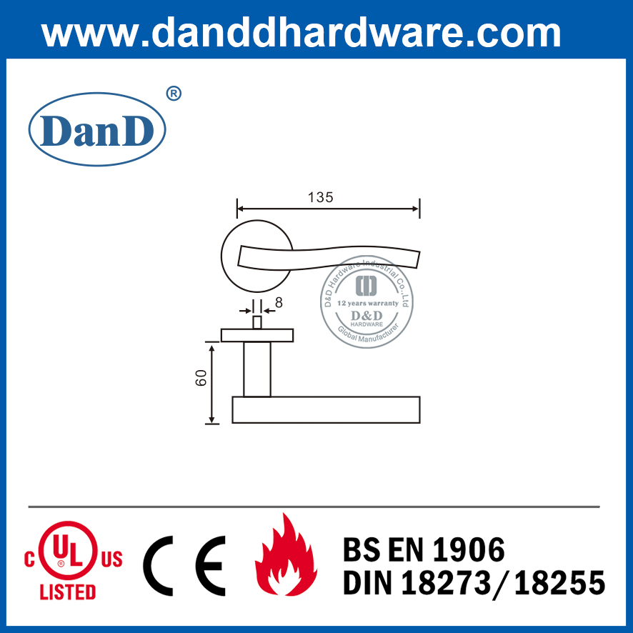 CE Grade 4 SS304 Moderne Silber-Feuertürgriff für Spültür-DDTH007