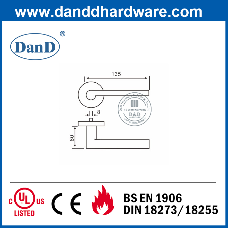 Benutzerdefinierte Design SS304 Türanschluß Innenhebelgriff für Metalltür-DDTH022